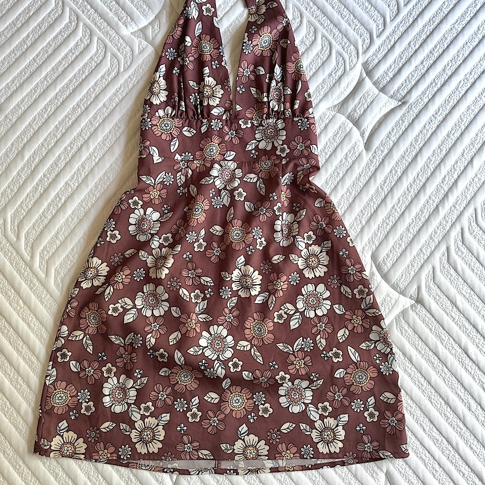 RSQ Brown/ Butter Yellow Floral Dress